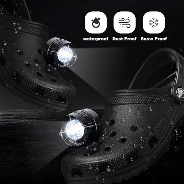 2-pakning LED-lommelykter med 3 moduser Campingtilbehør 145 timers varig belysning Vanntett skodekorasjon Croc-hodelykt (rød)-KK1- Red
