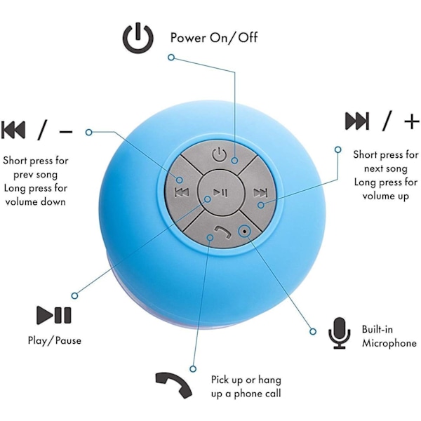 Duschhögtalare Bluetooth Vattentät Vattenresistent Handsfree-XM2-