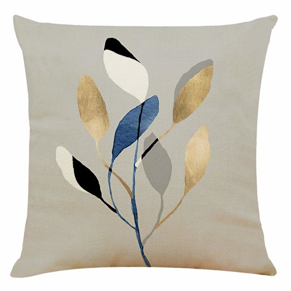 Blad Pyntepudebetræk 45cm x 45cm Sæt med 4 Grå Dekorative Puder -XM2-