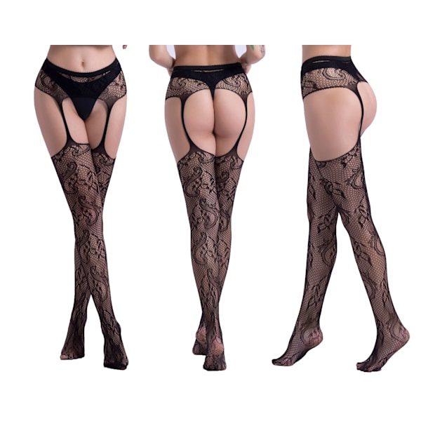 2-PAKKE Sexy nettstrømper for kvinner strømpebukser høye strømper nettstrømper-KK1- 6074 black