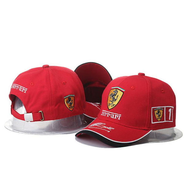 Laadukas F1-kilpa-autolippis, puuvillaa, brodeerattu snapback Ferrari-logolla, unisex, luova lahja, golf-, moottoripyörähattu - VÄRI: 1