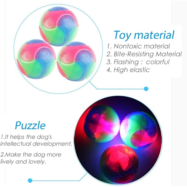 2 st Stora Lysande Hundleksaker Blinkande Elastisk Boll Studsande Glow