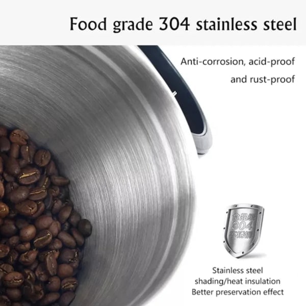Kaffebeholder Lufttæt Beholder Rustfrit Stål Opbevaringsbeholder til Kaffe Bønner 1,5 L med Ske og Udluftningsventil til Kaffe Te, Sort