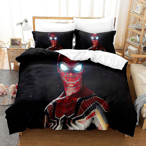 Dt421 2/3-delad 3D-tryckt Spider-Man sängklädesset Täcke Överkast Kuddfodral Födelsedag Julgåva US TWIN 173x218cm