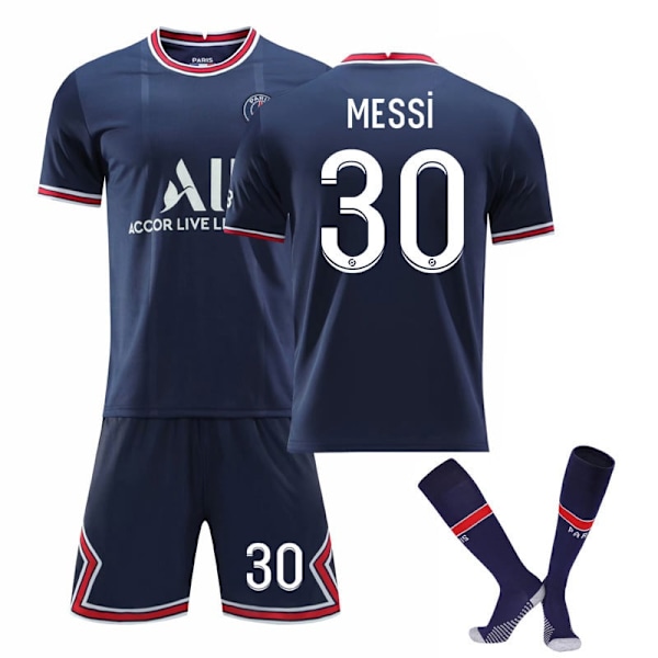 Fotbollsset för barn Fotbollströja Träningsdräkt Messi Blå Blue 28（12-13Years）