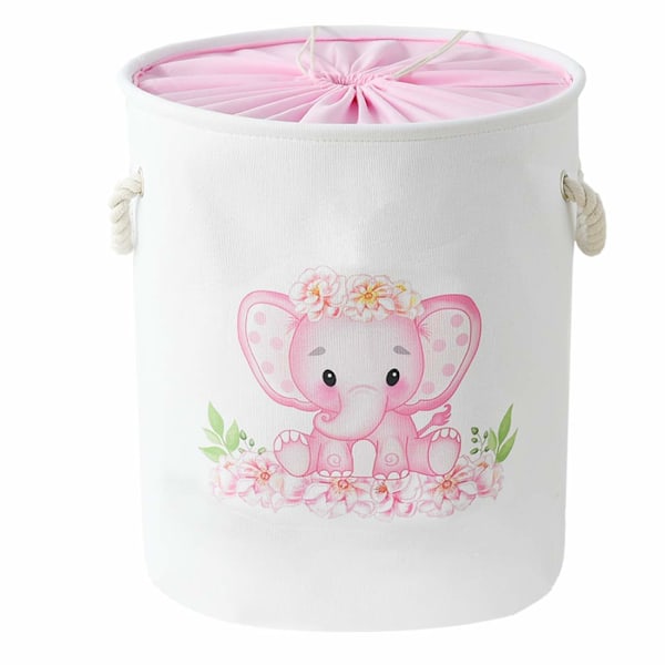 Hopfällbar Tvättkorg, Vattentät (Rosa Elefant)