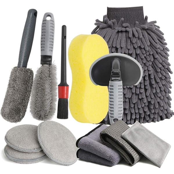 12 STK, Professionelt Mikrofiber Bilvask Rensesæt, Hjul