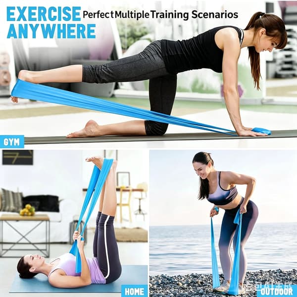 6 st yogamotståndsbandset, 150×15 cm elastiska stretchband, träningsutrustning för kvinnor 6-Pack