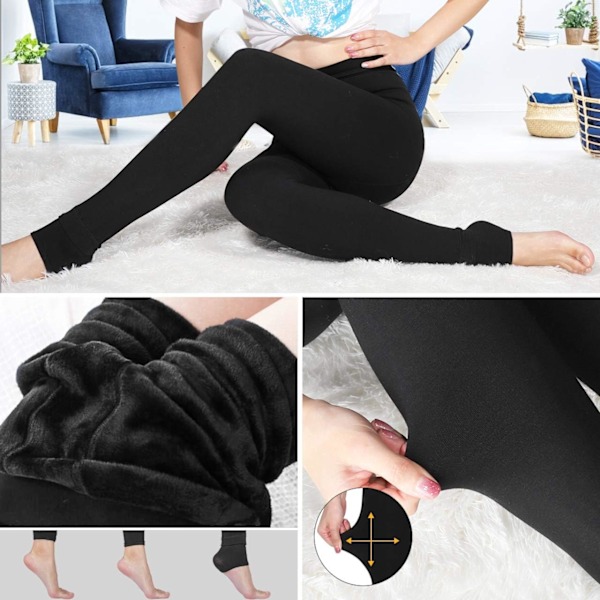 Aiglam damtermikleggings, 2 par damvinterleggings, supervarma fleece ogenomskinliga tightsleggings