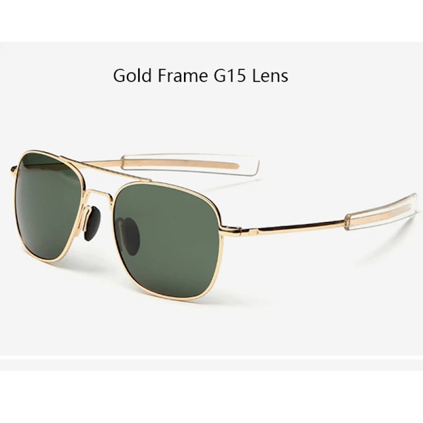 Trendikkäät Mustat American Army MILITÄÄR Polaroidit Pilotti Aurinkolasit Miehille Merkki Amerikkalaiset Optical Polaroidit Aurinkolasit Oculos De Sol Gold G15