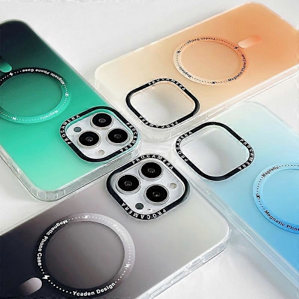 Passer for iPhone16 frostet mobiltelefondeksel gradient Apple 15 magnetisk lading 14proMax fallbeskyttelse beskyttende deksel grønn