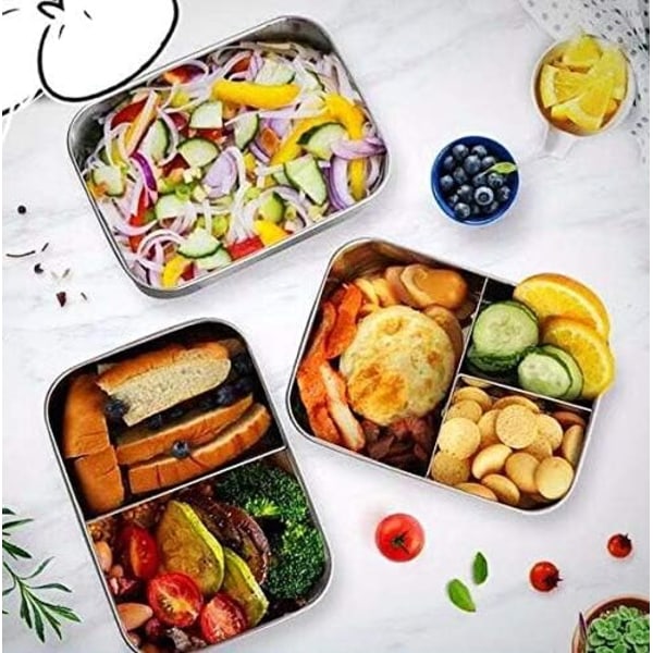 1020 ml Matboks i Rustfritt Stål - Bento Boks med 2 Rom