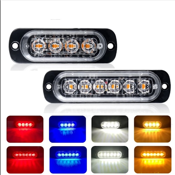 4 stk. Strobe blinkende advarselslys GUL 4 STK 4 STK Gul