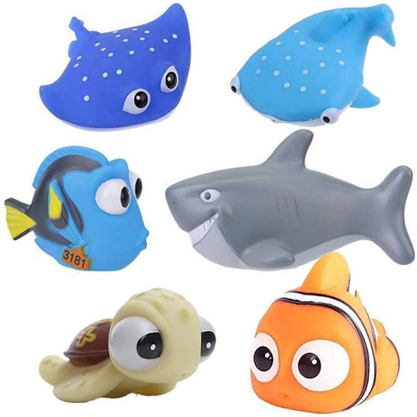Finding Nemo Suihkulelu, Pehmeät kylpylelut, 6 kpl -XM2-