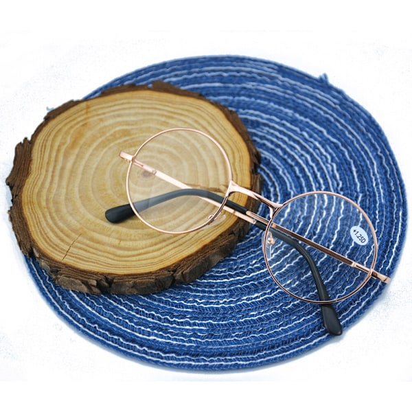 Retro Round Lukulasit Metalliset Lukulasit Vintage Miehet Naiset +1.00~4.00 Kulta 1149