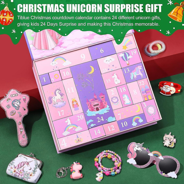 Adventskalender for Jenter - Unicorn Gavekalender for Jenter 24 Dager med Overraskelser Beste Gaver til Døtre, Barnebarn