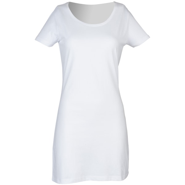 Skinni Fit Dame/Kvinder Scoop Neck T-shirt Kjole L Hvid White-KK1- White L