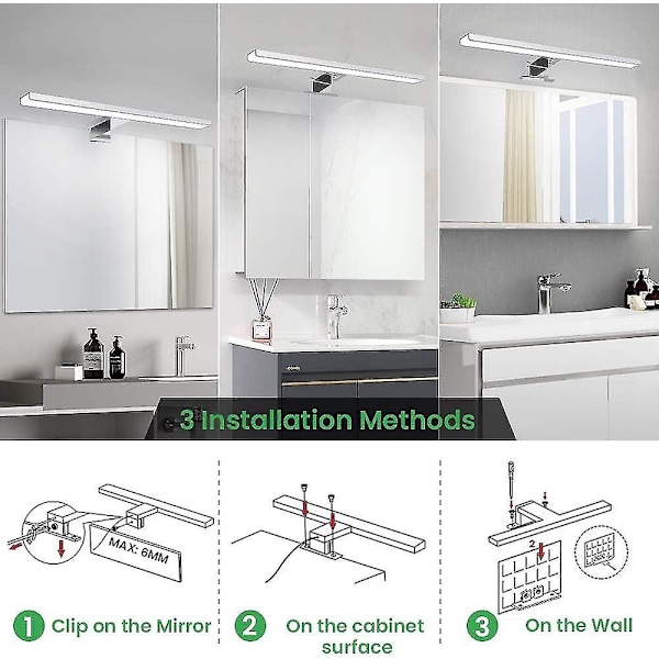 Himmennettävä LED-peilivalo, kylpyhuoneen seinävalaisin 40 1200lm 12w Ip44, säädettävä väri 3000k 4500k 6000k, peilivalo kaukosäätimellä, kiinnitys peiliin