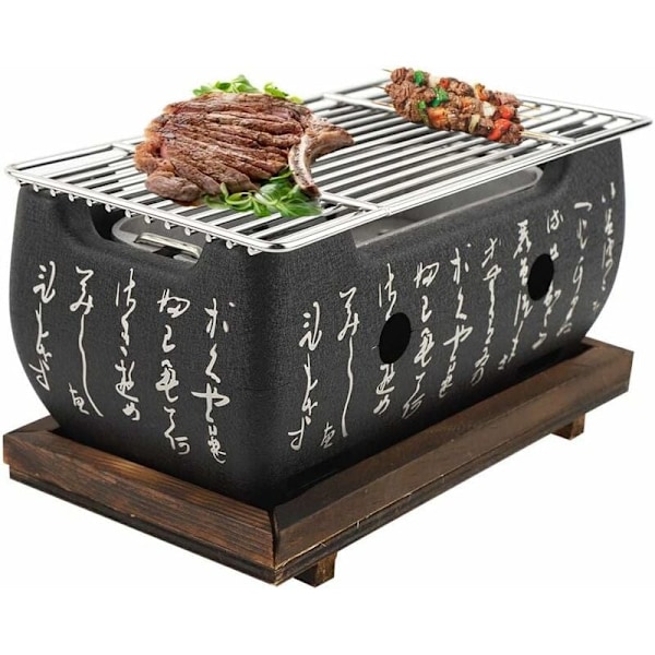 Japansk kullgrill, bærbar bordgrill med bunnplate