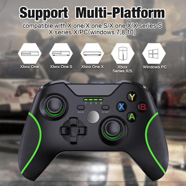 Yhteensopiva Xbox One, Xbox Series X / S，Xbox One X / S，PC:n kanssa, peliohjain 2,4 GHz:n langattomalla sovittimella