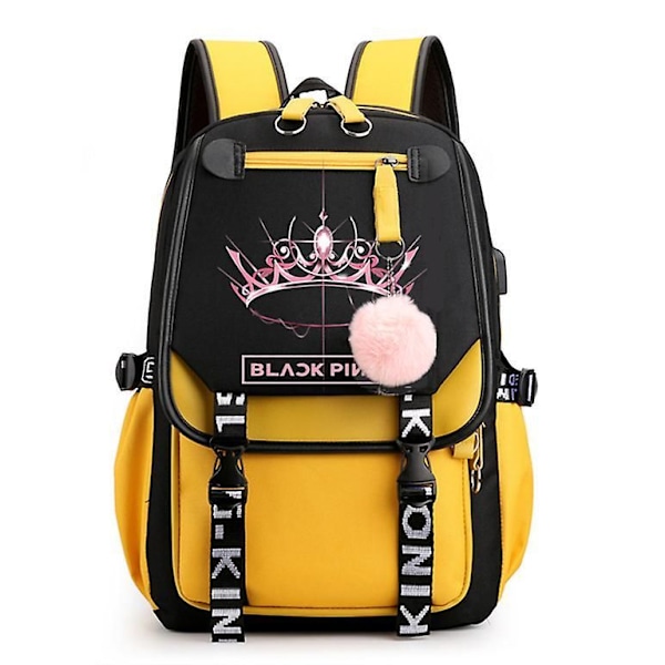 Blackpink Reppu Kannettavalle Tietokoneelle Koululaukku Kirjalaukku USB-latauksella ja Kuulokeportilla style 4
