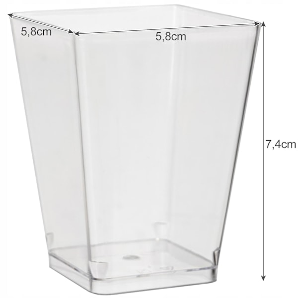 Firkantede Plastbægre - 120 ml - 50 stk transparent 825