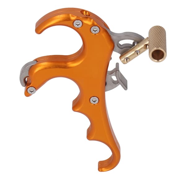 Aluminum Alloy Compound Bow Release Aid 4 Finger Adjustable Sensitivity Gold-FM-