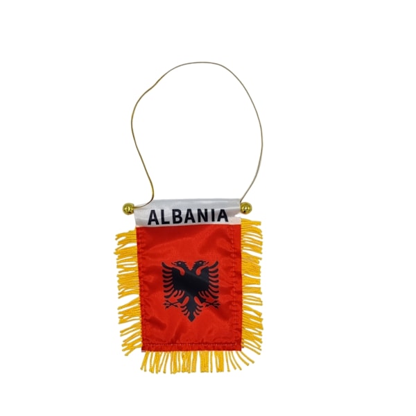 Riippuva lippu auton taustapeiliin imukupilla Albania