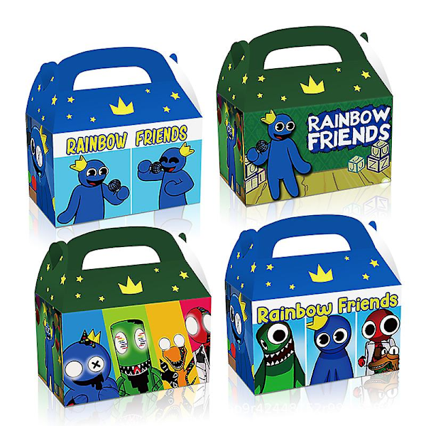 12 Rainbow Friends Party Papir Slik Gavepose Cookie Popcorn Æske Bærbar (FMY) Flerfarvet