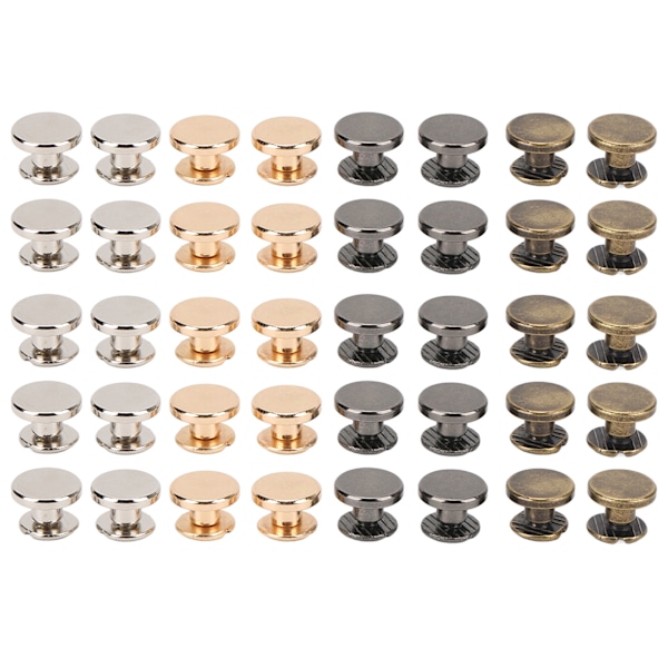 40 stk DIY-bindingsskrue 4 farver fladt hoved 9x5mm glattere overflader metal Chicago-skruer til bælter håndtasker sko tøj