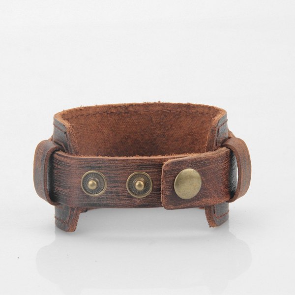 Antik Herre Brun Læder Manchetarmbånd, Læder Armbånd