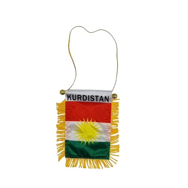 Riippuva lippu auton taustapeiliin imukupilla Kurdistan