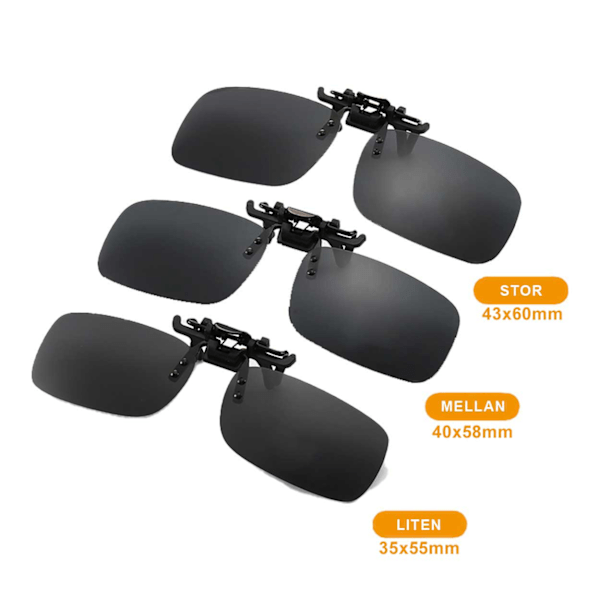 Klips-på Solbriller Sort Glas 40x58mm sort black