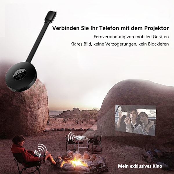 Miracast Dongle, Trådløs HDMI Dongle Streaming, Trådløs Displaymottaker, Cast for iPhone/iPad/Android/iOS/Windows/Mac Laptop, PC til TV