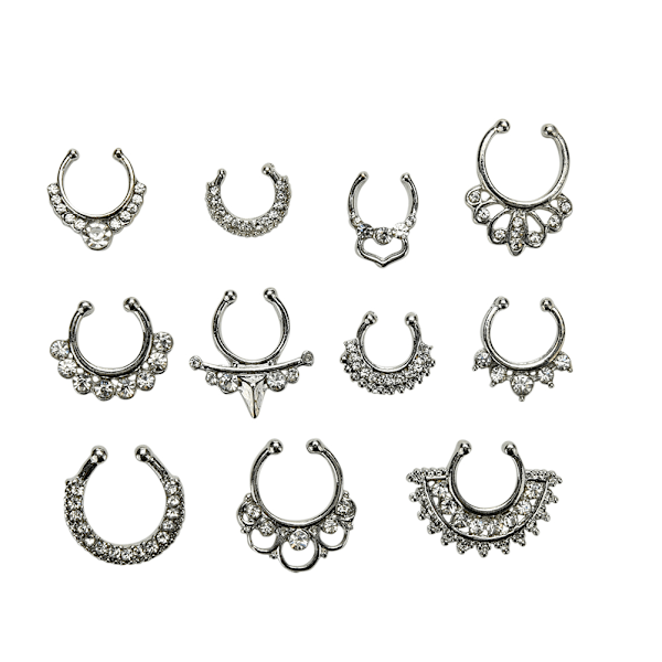 Berlocker Fake Septum Clicker Krystal Næsering-KK1- Silver