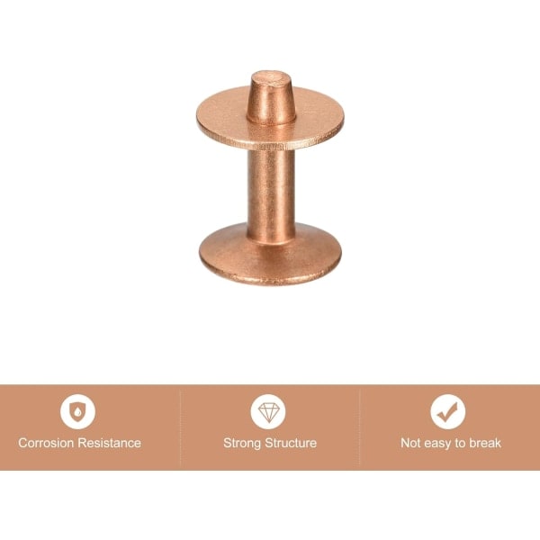 10 Set Koppar Nitar och Burr, 9x3.3x14mm Massivt Läder Koppar Nitarhållare för DIY Lädertillbehör, Koppar Ton