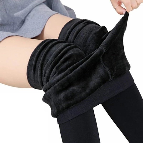 forede vinterleggings stretch varme leggings varme bukser sort-KK1- svart 200g (One Size)