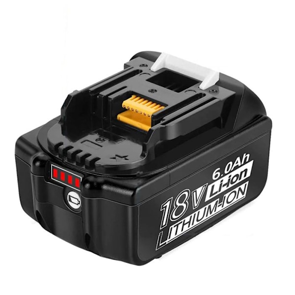 Makita batteri 6000mAh reel kapacitet Li-ion 18V 6,0Ah til Makita BL1860 BL1850 BL1845 BL1840 BL1830-XM3- Svart