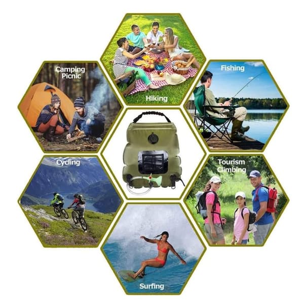 Campingdusj solardusj 20L dusjpose solvarmet campingdusjpose med