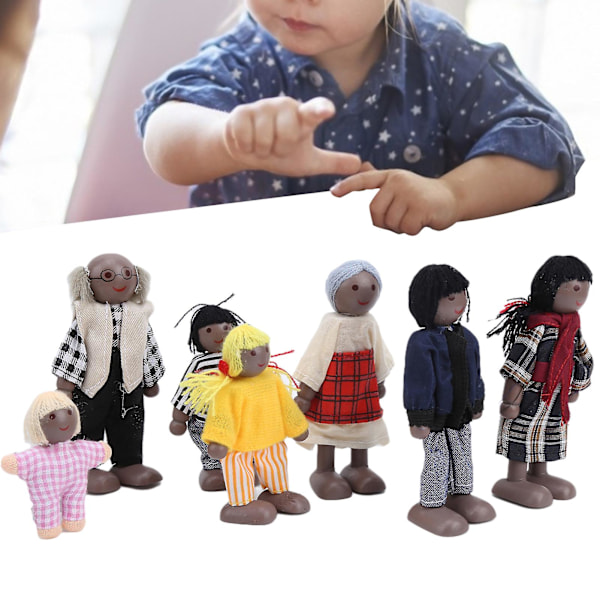 Träfamiljdockor, Miniatyrfigurer, Leksakssats, Dekorationer, Utbildande Dockhustillbehör (FMY)