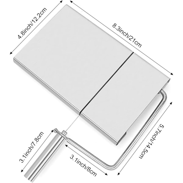 Osteskjærer i rustfritt stål, ostehøvel med 5 utskiftbare tråder, smørkniv, ostehøvel, ostehøvel, metallskiver for myk ost og smør