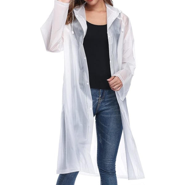 Althee Återanvändbar Regnponcho för Vuxna i Eva. Unisex lång transparent regnjacka med huva