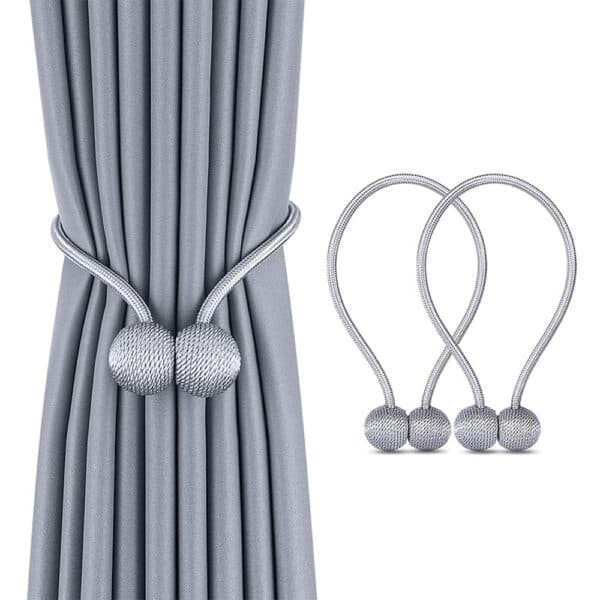 2-Pack Magnetic Curtain Tiebacks Curtain Knot - Silver-FM- silver