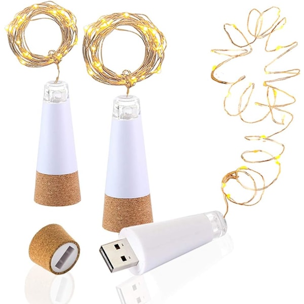 LED Flasklockslampor, USB Uppladdningsbara, 1,8 m 20 LEDs, Koppar