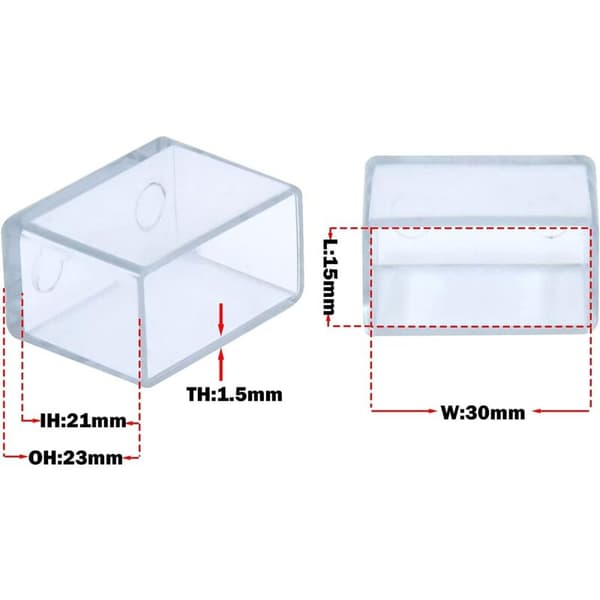 Rectangular Scratch-Resistant PVC Chair Leg Caps 15x30mm (1.5x3.0cm) Clear 12 pcs-FM-