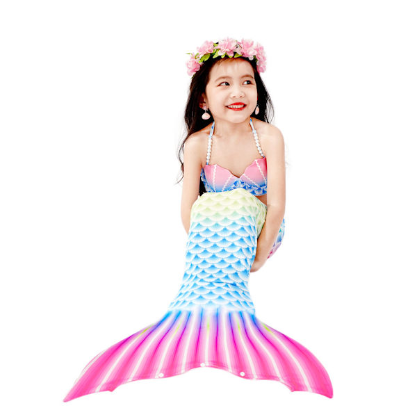 9-delars Flicksimdräkt med Sjöjungfrufena Prinsessbikini Inklusive Monofena MY13