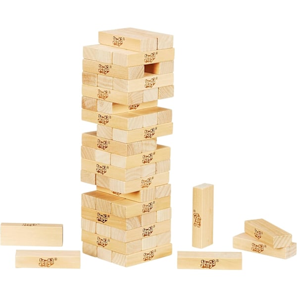 Klassinen Jenga-peli, pinopeli puuklokkeilla