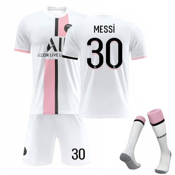 Jalkapallosetti Jalkapallopaita Harjoituspaita Messi Valkoinen White 26（10-11Years）