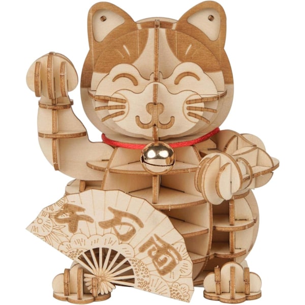 3D Træpuslespil Lykkekat - 72 brikker Japansk Maneki Neko Velkommen