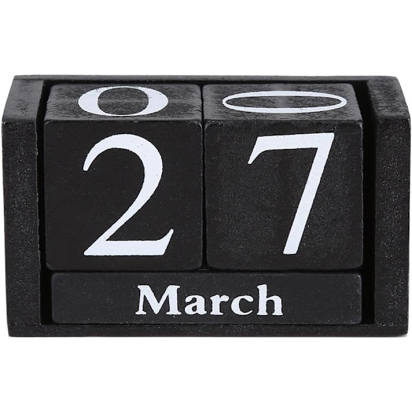 Skrivbordskalender, Vintage Evig Skrivbordskalender Dekoration (Svart)